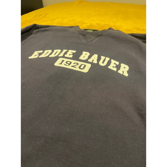 VNTG Eddie Bauer Mens Sweatshirt Crew Neck Pullover Size Medium Navy Blue 1920 - Picture 5 of 11